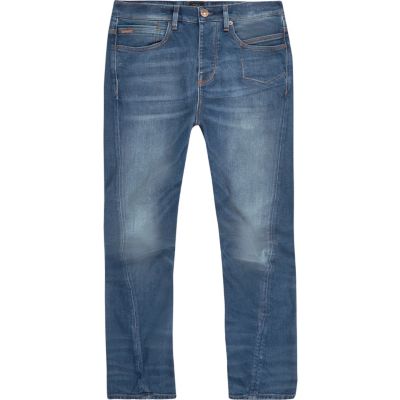 Mid blue wash Curtis slouch fit jeans